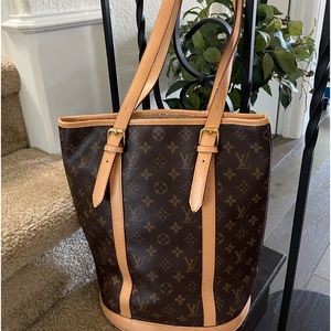 Inspired monogram bucket bag